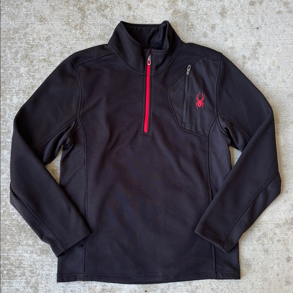 Spyder Black 1/4 Zip Pullover with Red Logo